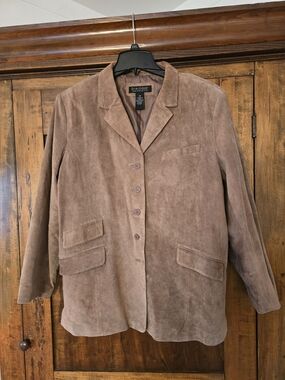 O Dialogue Women's Taupe Suede Blazer Jacket 20w